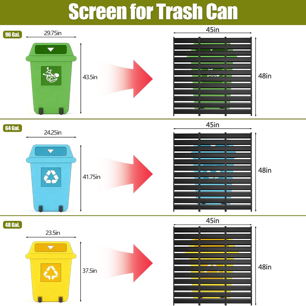 48in H x 45in W Air Conditioner Fence Screen Trash Can Privacy Fence Panels f...
