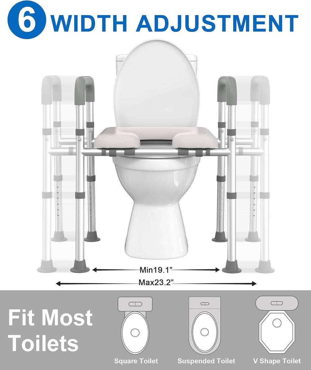 HOMLAND Toilet Seat Riser for Seniors with Adjustable Height & Width, 400lb
