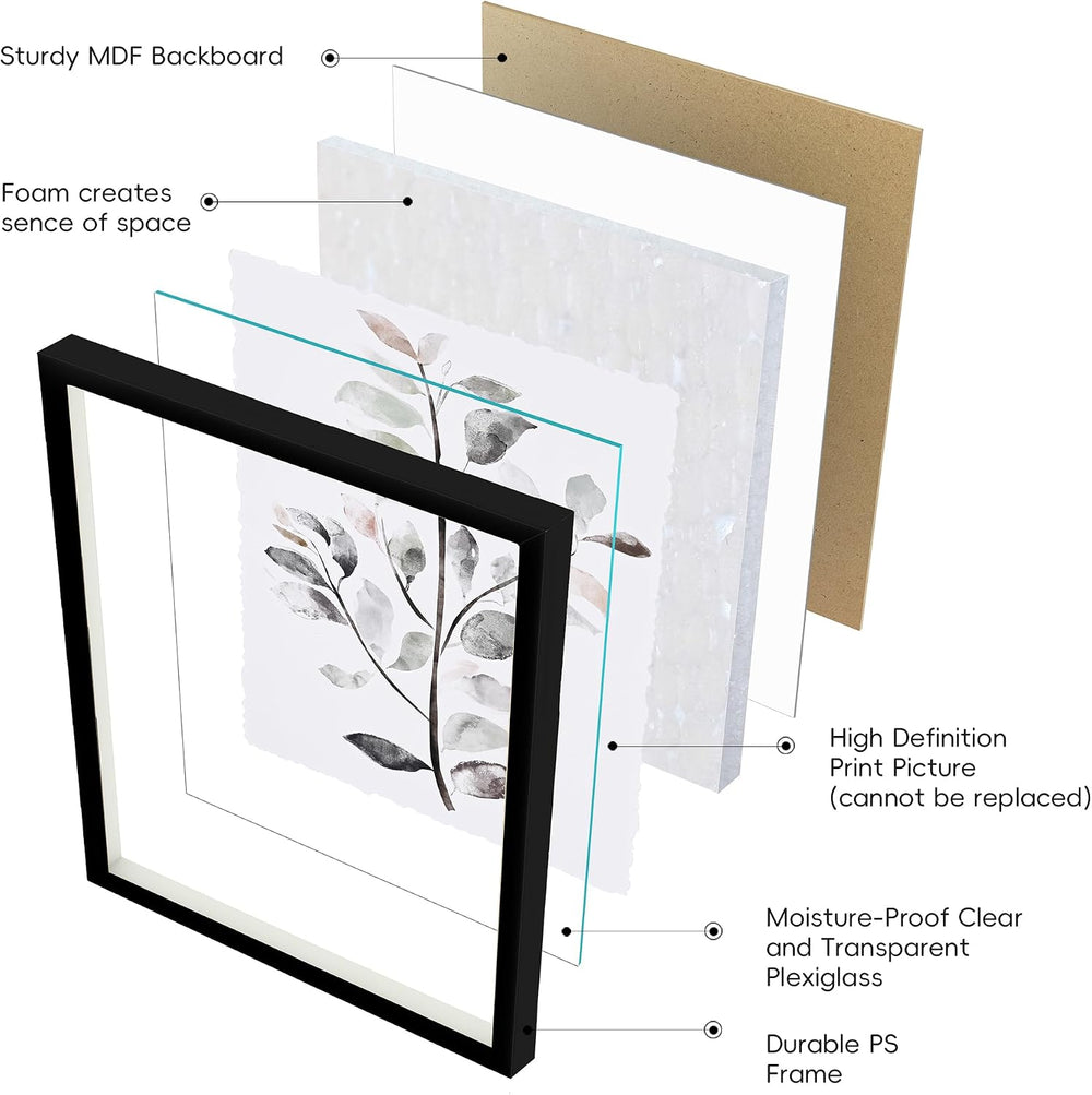 ArtbyHannah Framed Bathroom Wall Art Decor, 12x16'' Botanical Leaf Pr...