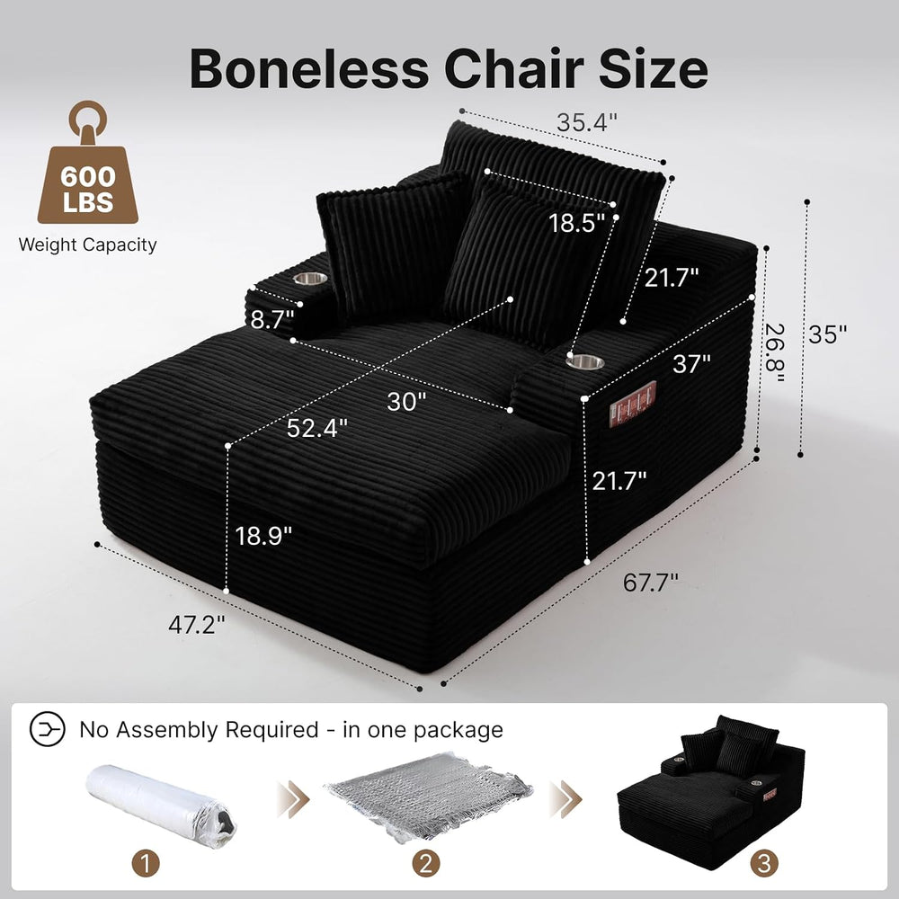 Oversized Chaise Lounge Chair Indoor, Upholstered Sleeper Sofa Bed