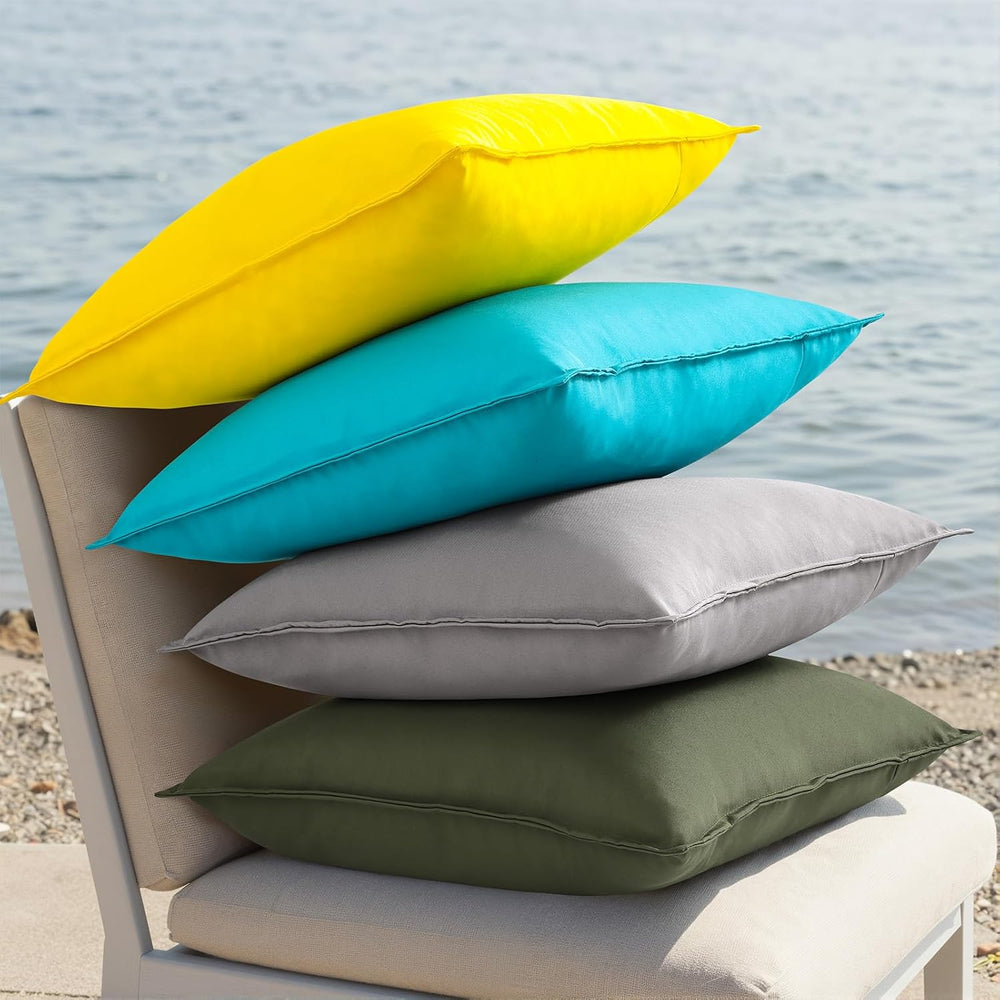 decorUhome Outdoor Waterproof Faux Linen Throw Pillow Covers 26x26 Set of 2