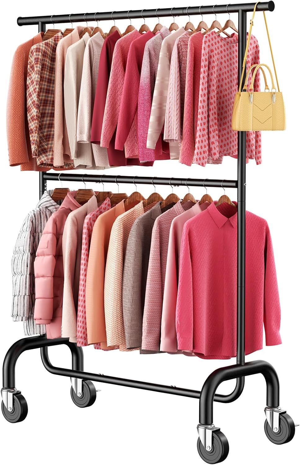 Heavy Duty Clothes Rack - Rolling Clothing Rack for Bedroom - Black
