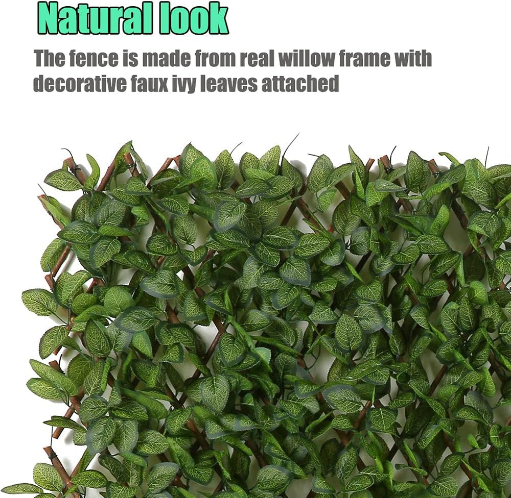 Jollybower Expandable Fence Privacy Screen, Decorative Faux Ivy Fencing Panel...