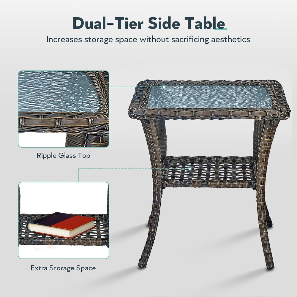 6 Piece Patio Furniture Set - Wicker Patio Conversation Set with Swivel Glide...