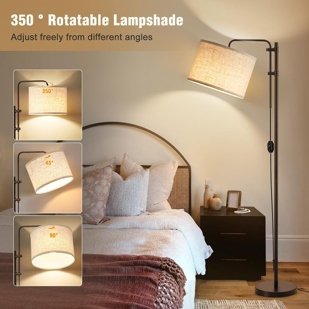 GyroVu Dimmable Floor Lamp for Living Room, Adjustable Height Standing Lamp