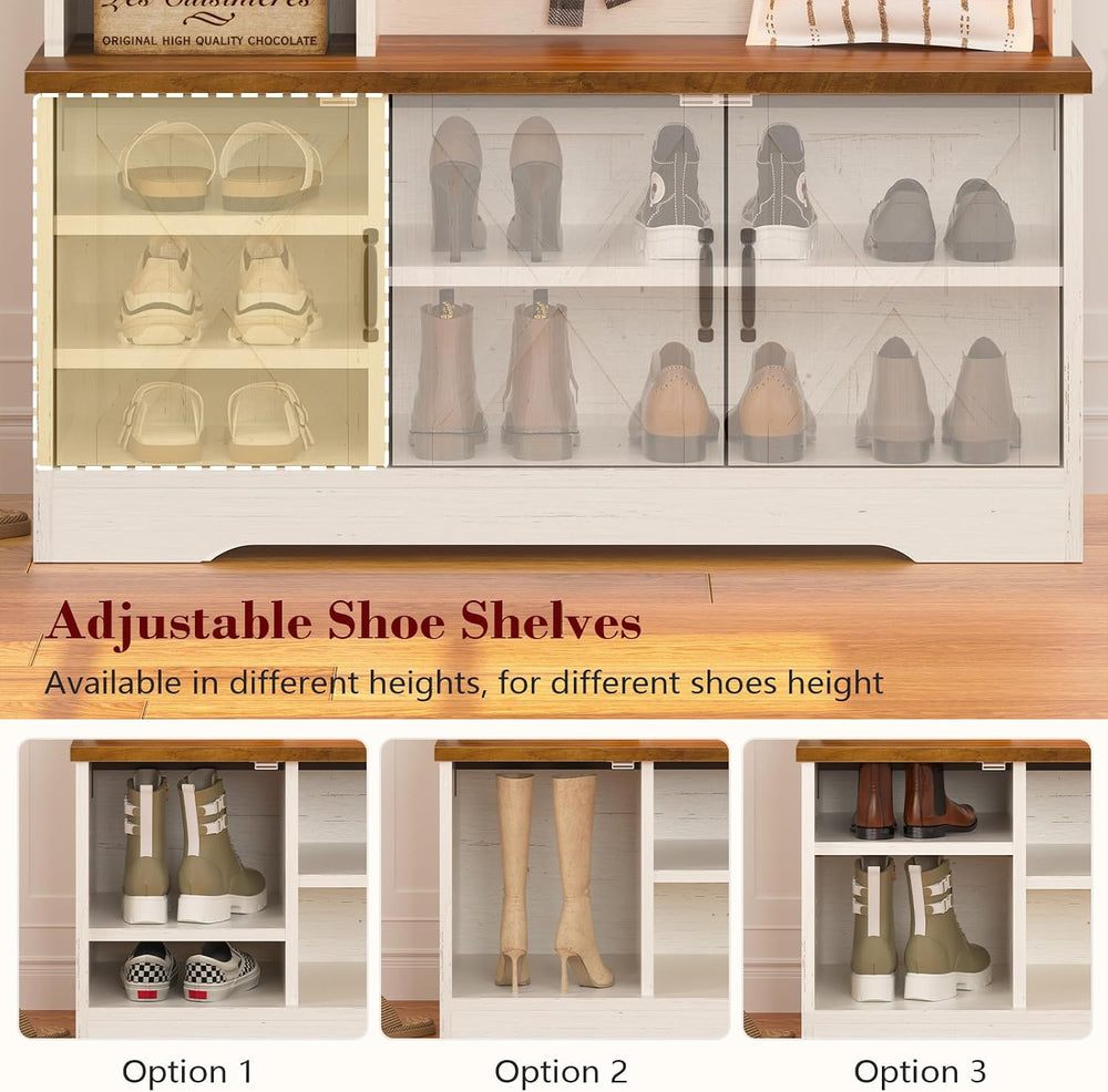 CSZZD Hall Tree with Bench & Entryway Coat Rack with Shoe Storage