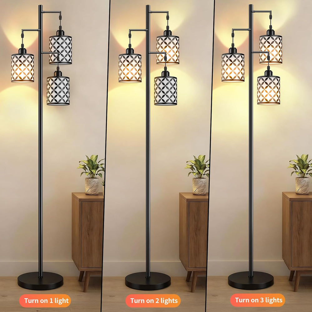 72" Dimmable Floor Lamp with Remote & Timer, Industrial Farmhouse Ru...