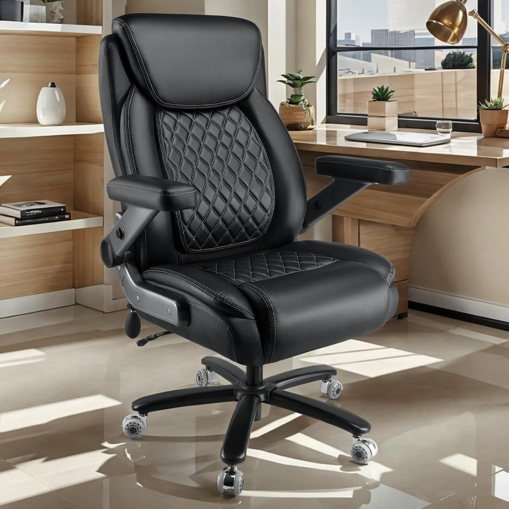 600LBS Large Heavy Duty Office Chair with 5D Flip Arms,Comfy Big and Tall Exe...