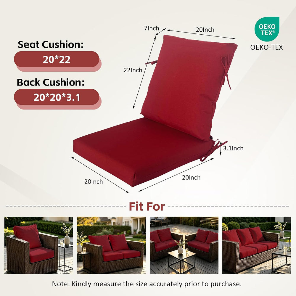 20"x42" Outdoor Dining Chair Cushion, Set of 1,Water-Proof Stain-Re...