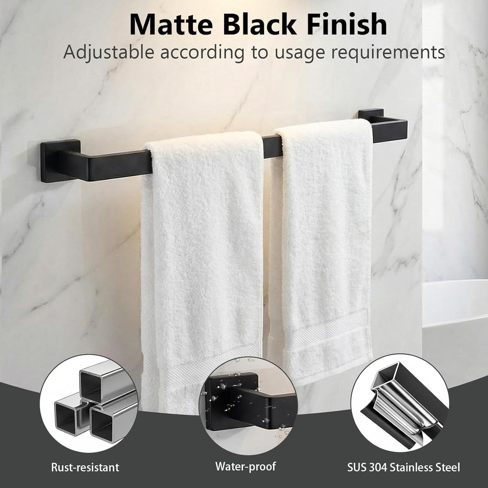Tudoccy 10-Piece Matte Black Bathroom Hardware Set, 24in SUS304