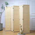 Furnnylane 5 Panel Bamboo Room Divider – 5.6 ft Tall Folding Privacy Screen, Natural Beige Freestanding Room Partition Wall for Home Office (67" x 76.75", 5-Panel)