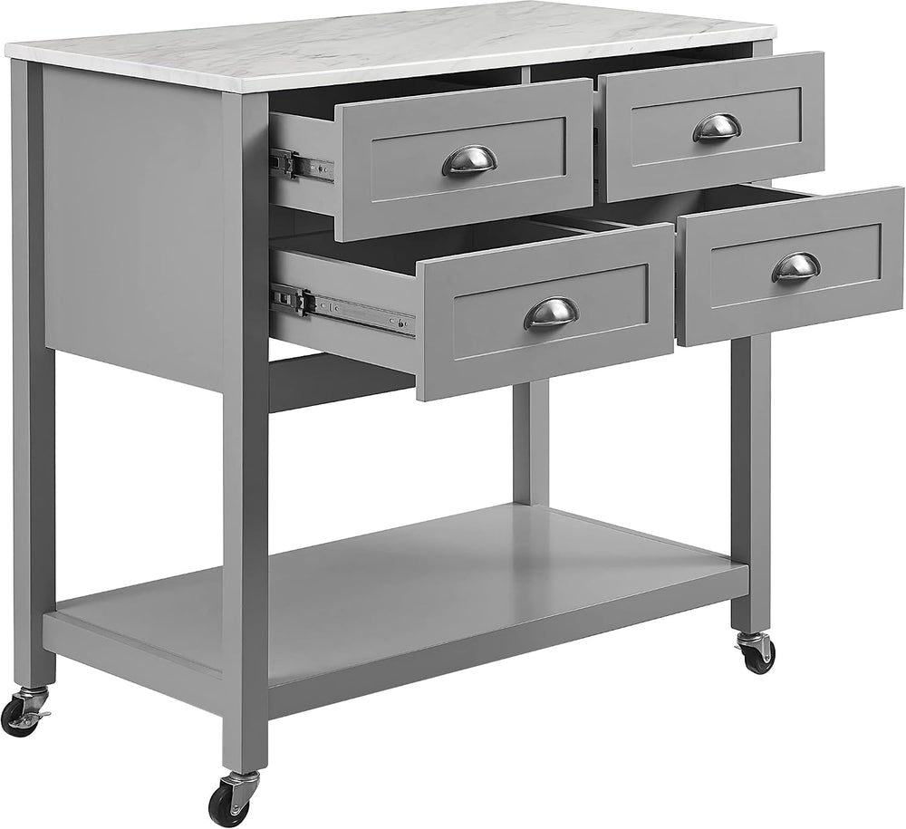 Crosley Furniture Connell Rolling Kitchen Island, Storage Drawers