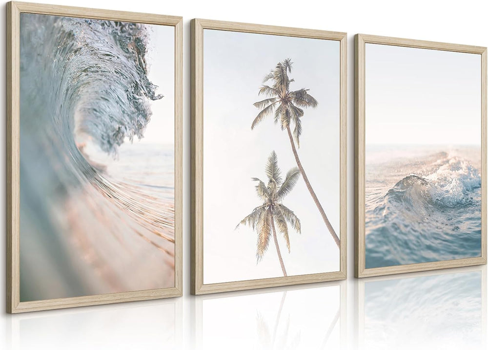 Lhoiplme Beach Wall Art Decor Coastal Ocean Poster Palm Tree Canvas Wall Deco...