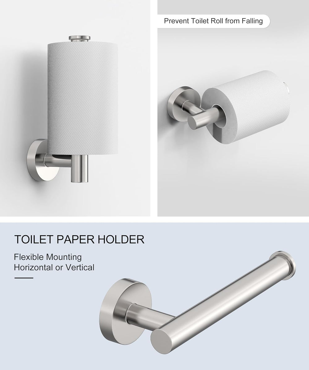 Brushed Nickel Bathroom Hardware Accessories Set 5 Pcs