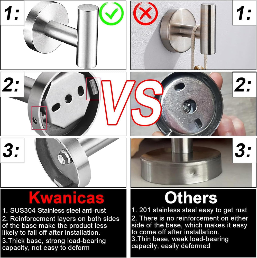 6 Pieces Brushed Nickel Bathroom Hardware Accessories Set, SUS304 Stainless S...