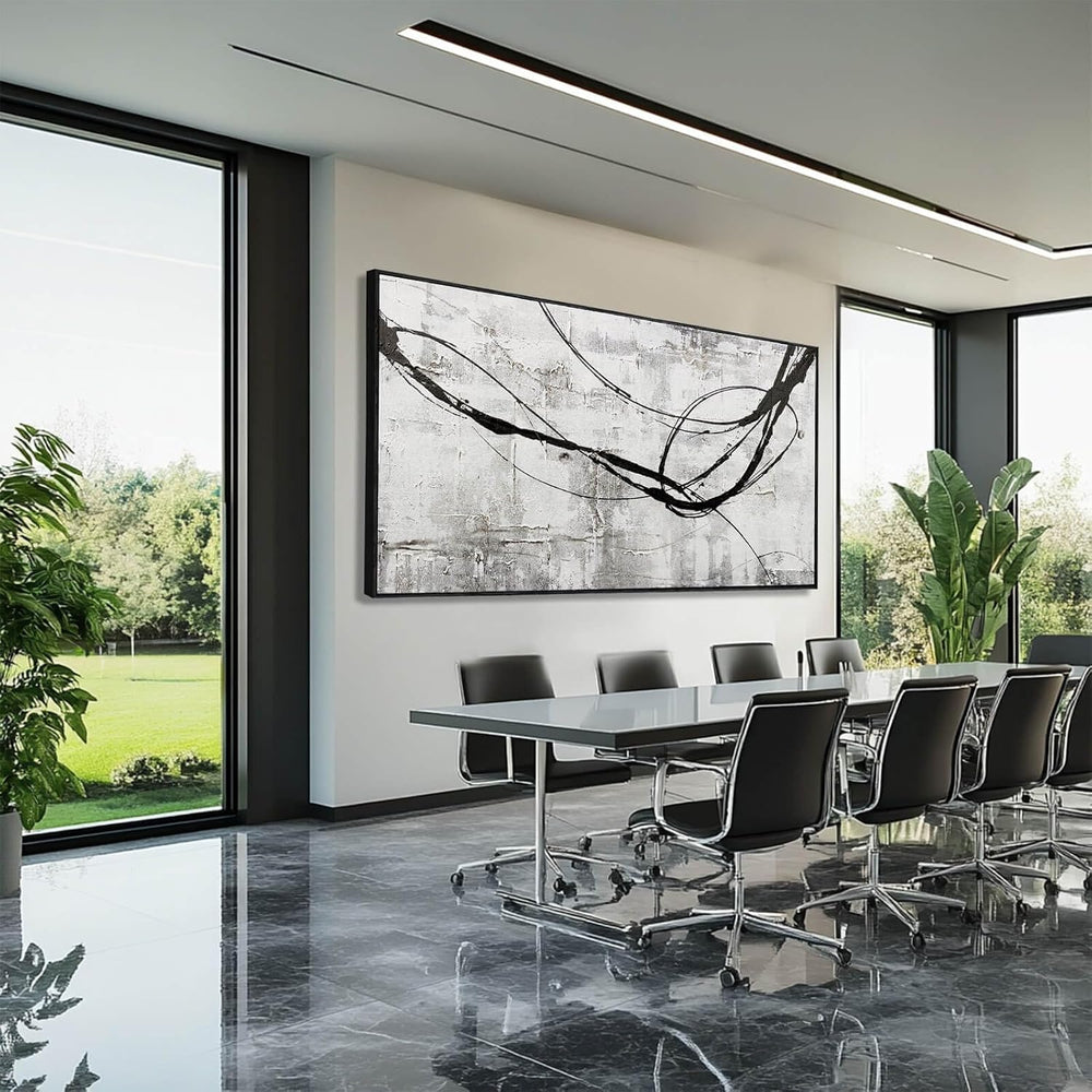 XIANSHOU Black Line Canvas Pictures Gray Decorative Painting 29"x58&quot...