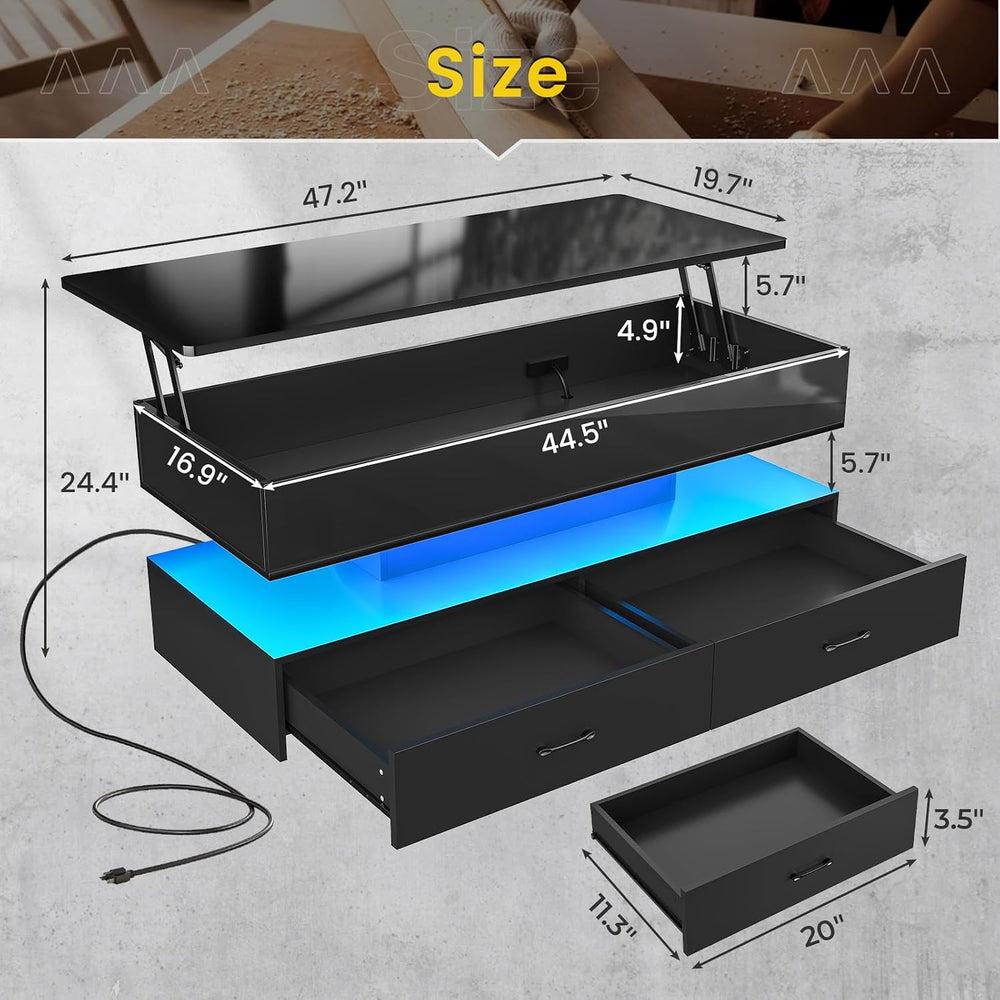 SEDETA 47.2" Lift Top Coffee Table, Coffee Tables with Storage for Livin...