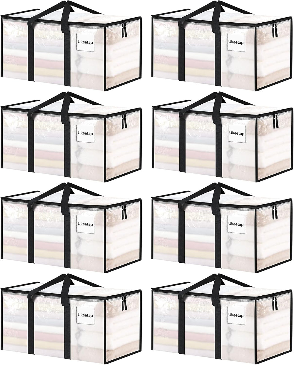 ukeetap 8 Pack Extra Large Clothes Storage Bins with Lids, Clear