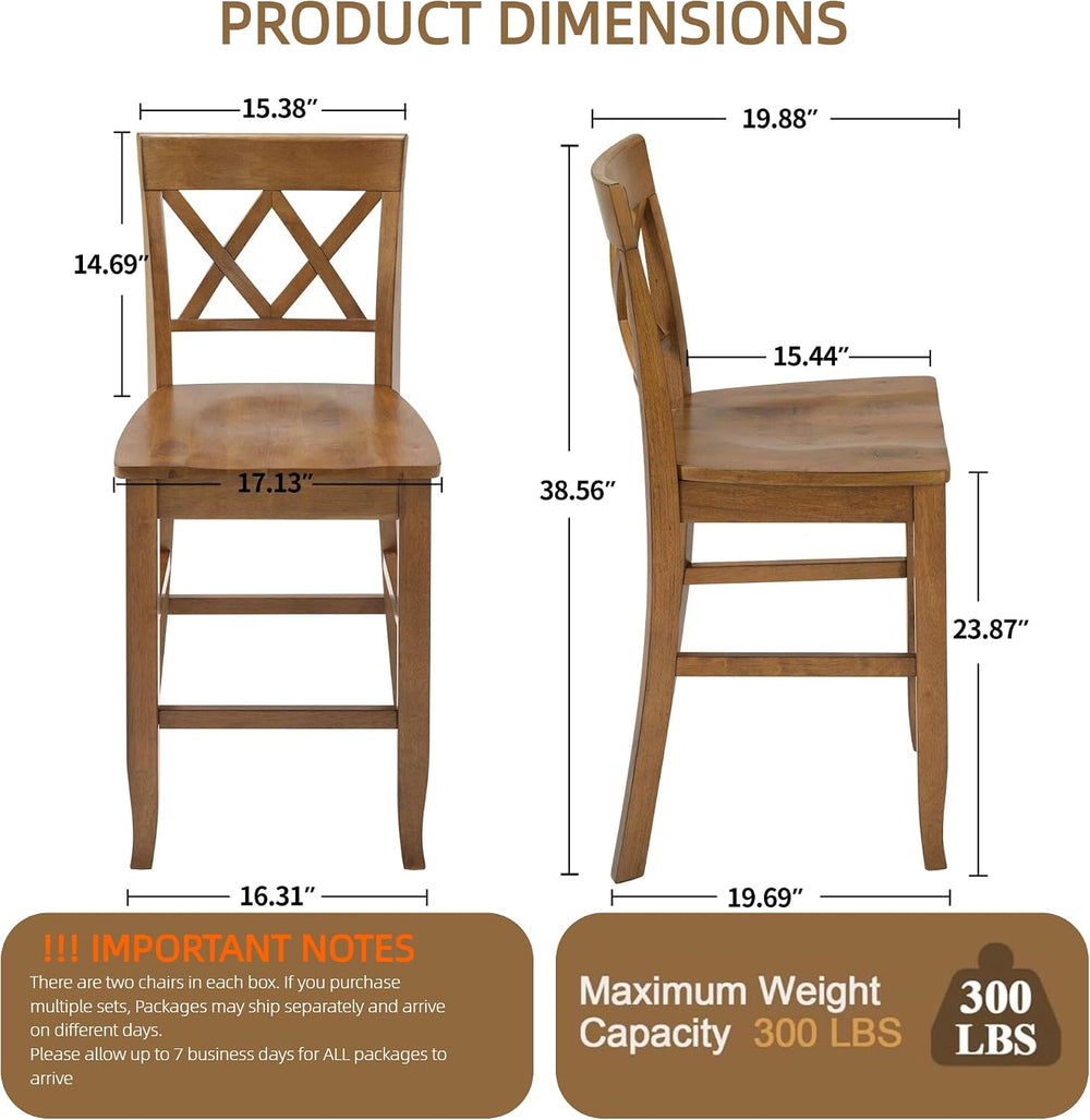 DUHOME 24" Wooden Counter Height Bar Stools Set of 6