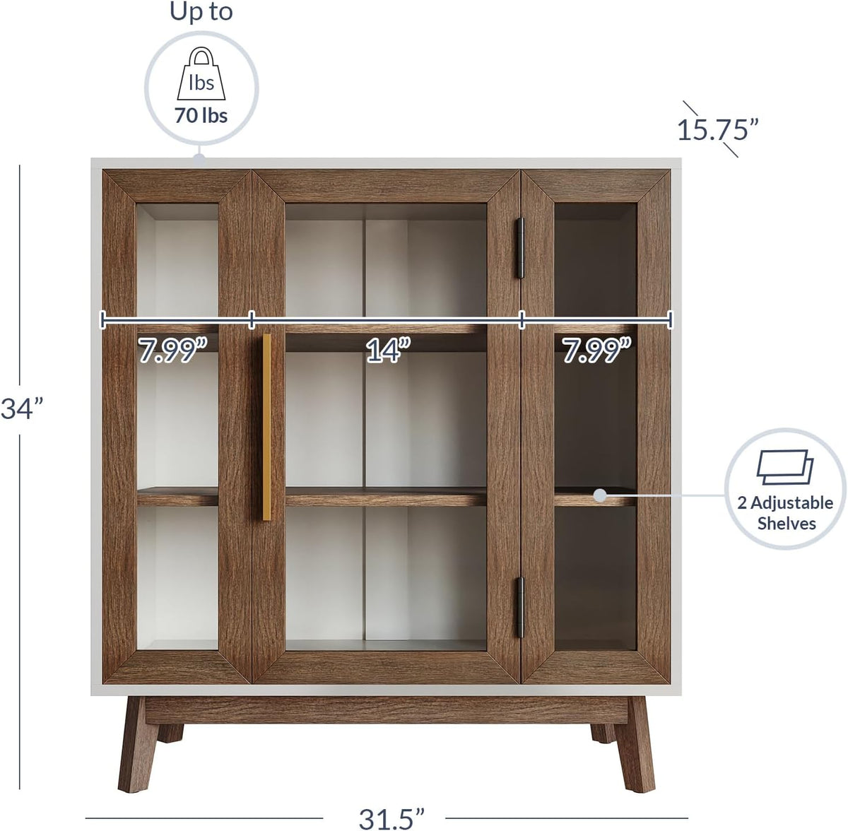 BELLEZE 31" Storage Cabinet-Brown