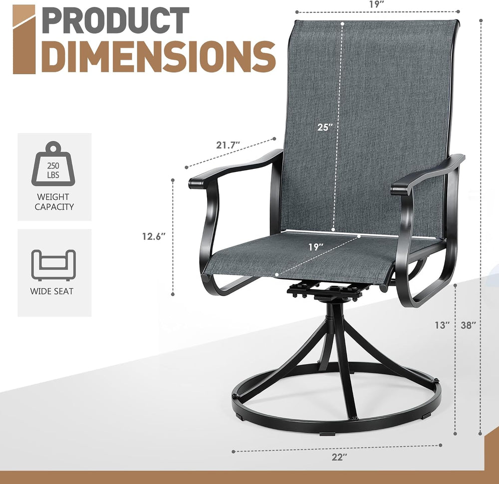 SUNCROWN 5-Piece Outdoor Patio Dining Set, All Weather Square Metal Table &am...