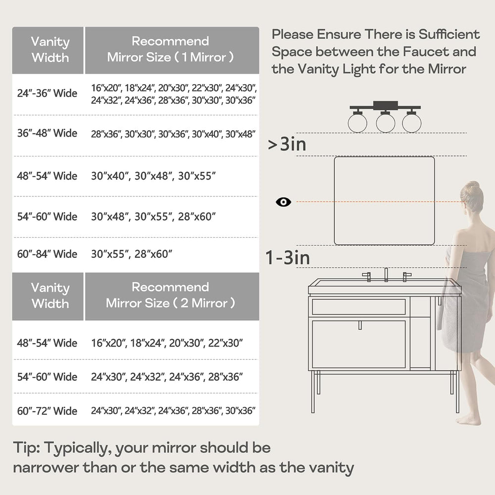 20" x 30" Black Bathroom Mirrors for Over Sink, Thin Metal Frame