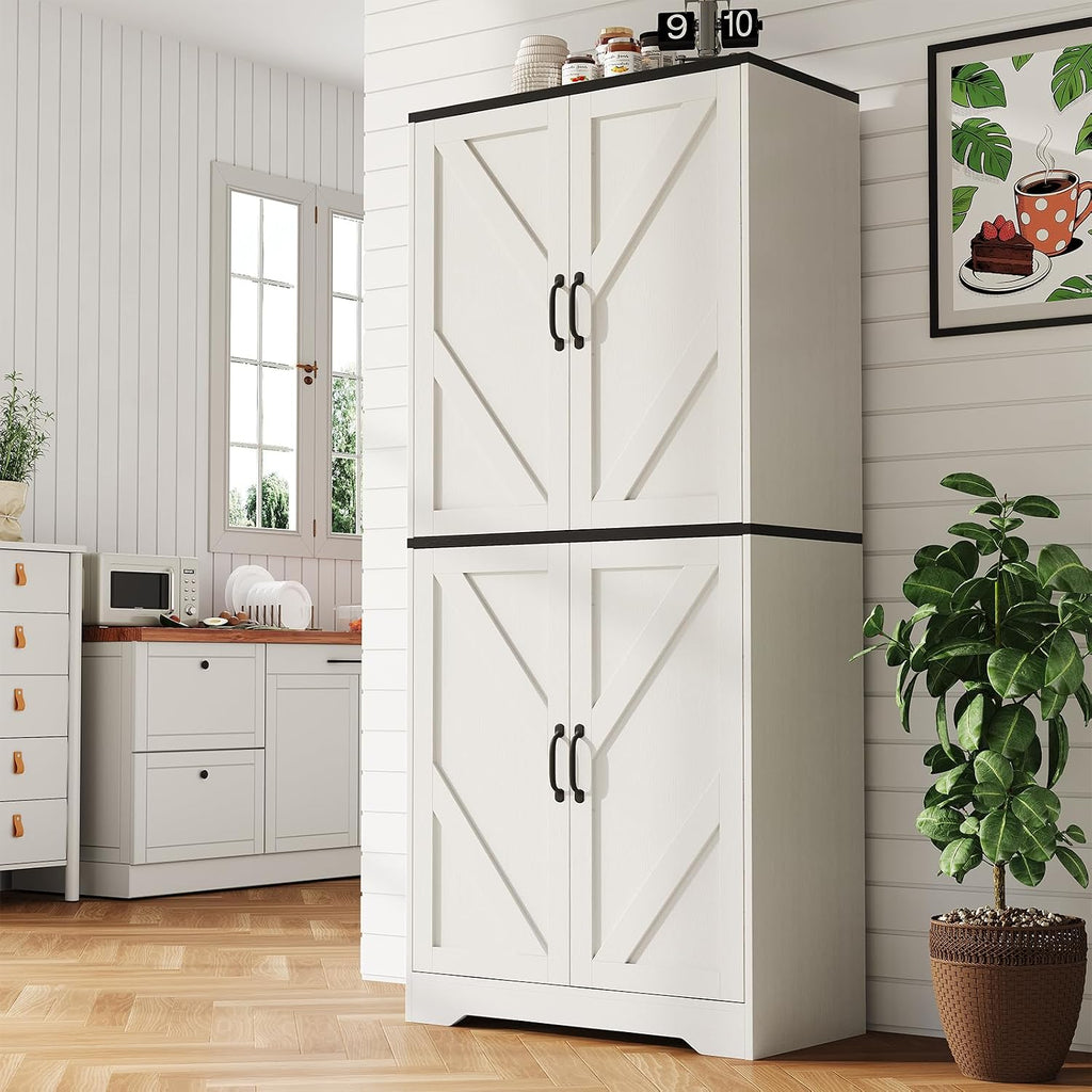 IDEALHOUSE 70" Kitchen Pantry Storage Cabinet with 3 Adjustable Shelves