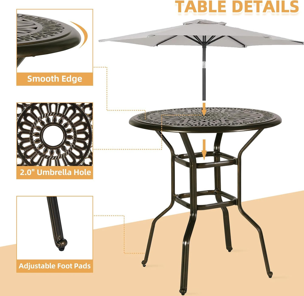 3-Piece Patio Swivel Bar Set, High Top Bar Table & Chairs, All-Weather Ca...