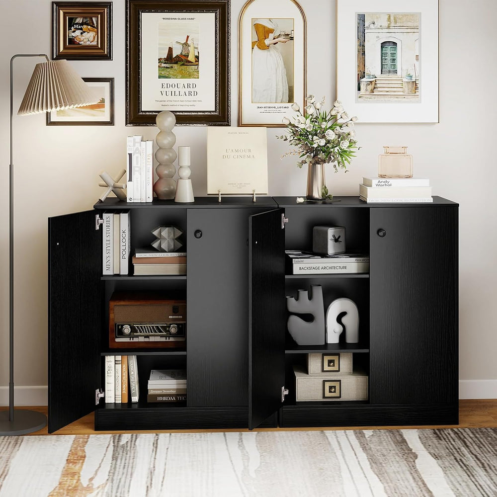 GIANTEX 2-Door Storage Cabinet, Buffet Cabinet with Storage, Black