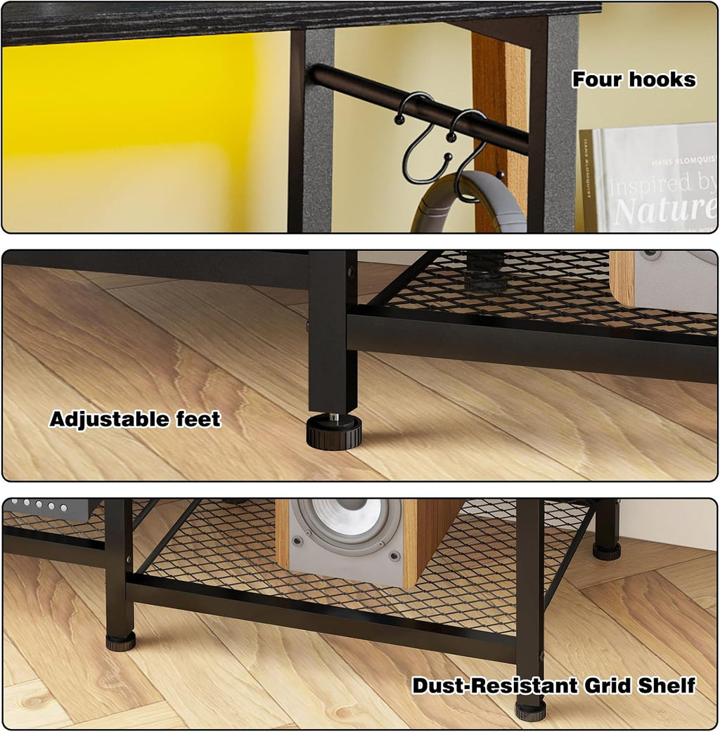 YGEOMER TV Stand for TVs Up to 55 Inch, Black