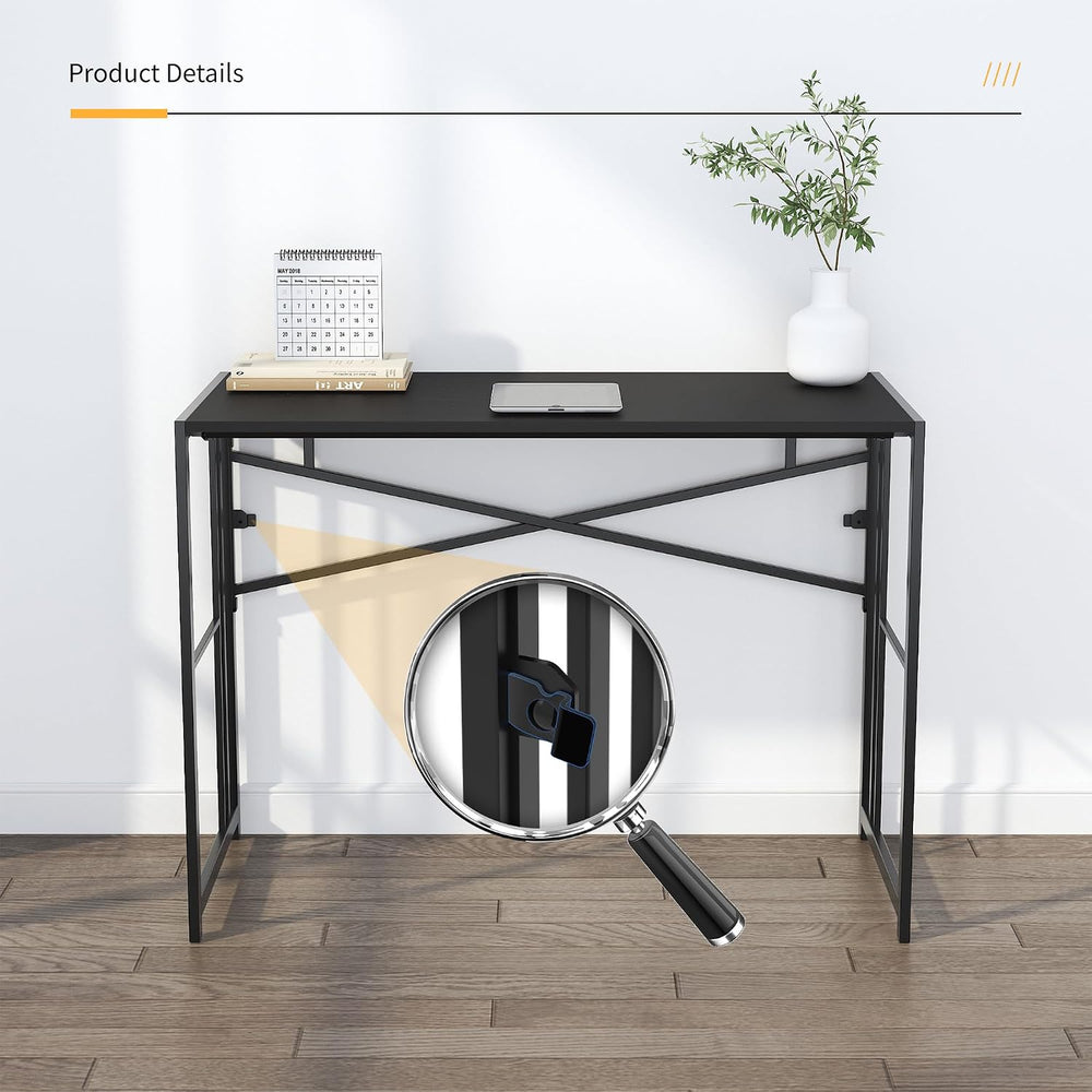 Lutown-Teen Folding Desk 40 inch No Assembly Required, Black