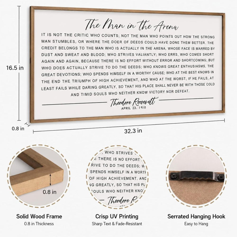 flangairy 32.3"x 16.5" The Man in The Arena Wall Art Framed, Office...