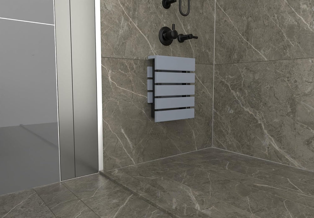 Folding Wall Mounted Teak Wood Handmade Shower Seat, Inside Shower Bathroom S...