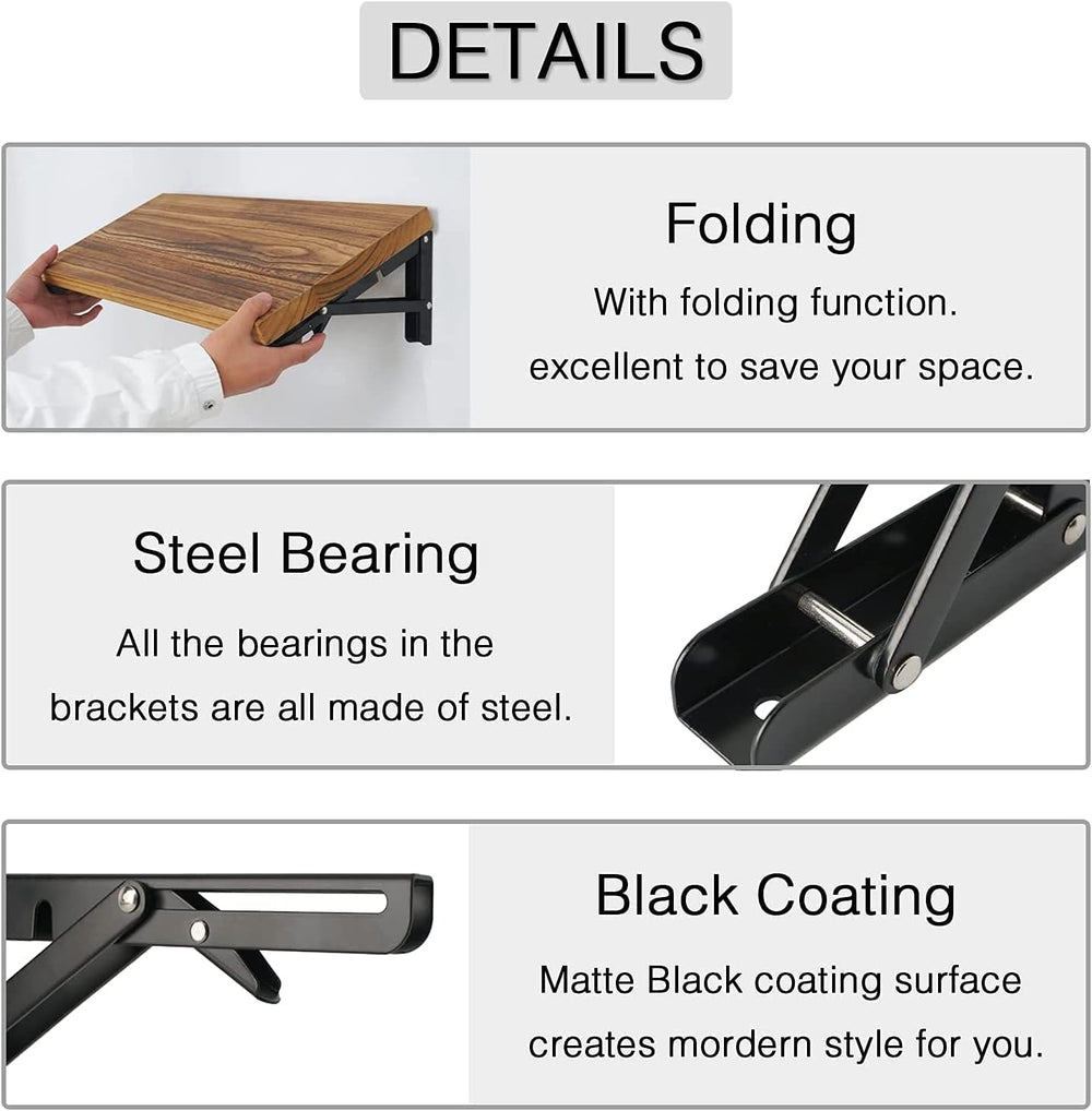 Folding Shelf Brackets - 16 Inch 6 Packs Heavy Duty Metal Collapsible Shelf B...