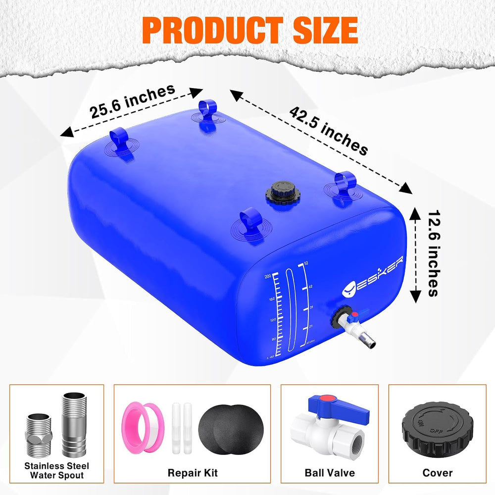 Yesker 63 Gallon Portable Water Tank Bladder for Camping Containers