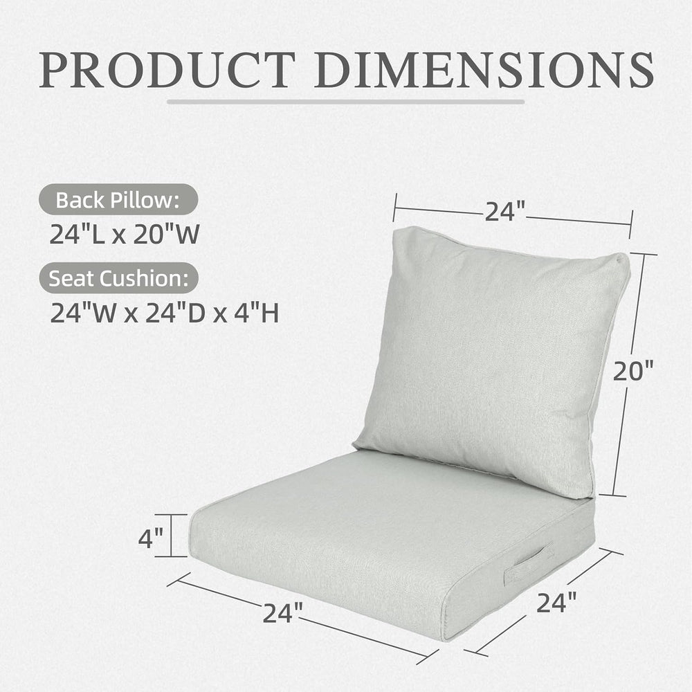 Aoodor 24" x 24" Patio Deep Seat Cushion Set, Grey