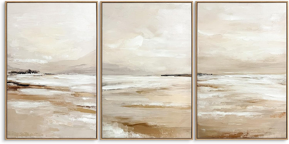 Zessonic Large Neutral Coastal Beach Wall Art Landscape Texture Art,24"x...