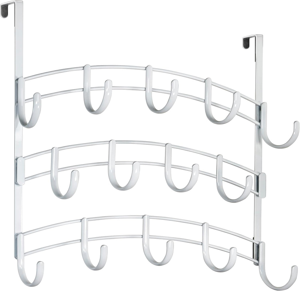 LYNK Professional® Home™ Over the Door Hooks - 14 Hook – Over the Door Coat Rack - Over the Door Hanger - Hanging Towels or Clothes - Bathroom, Bedroom, Laundry Room - Lifetime Ltd. Warranty, White