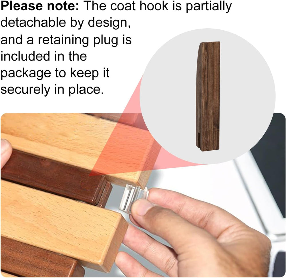 Coat Rack Wall Mount Wood, 6 Flip-Down Magnetic Hooks