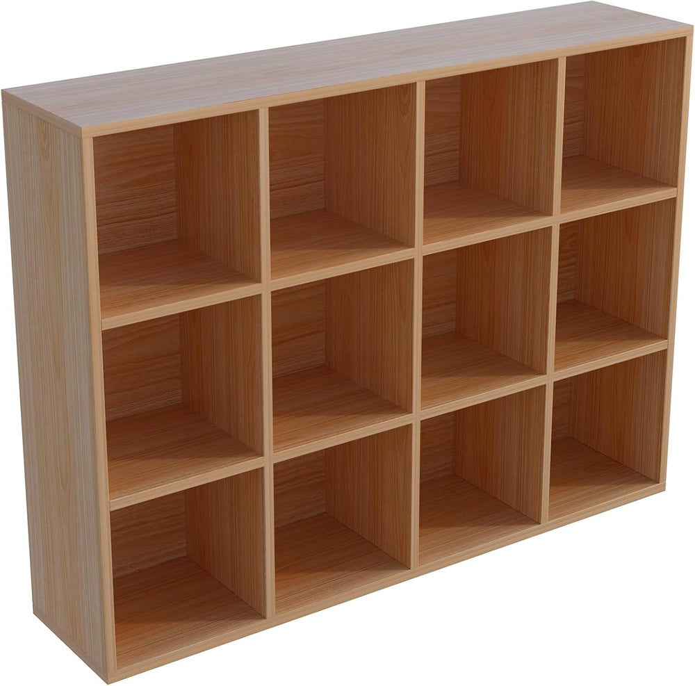 OSCHF 12-Cube Storage Shelf Bookcase, Oak