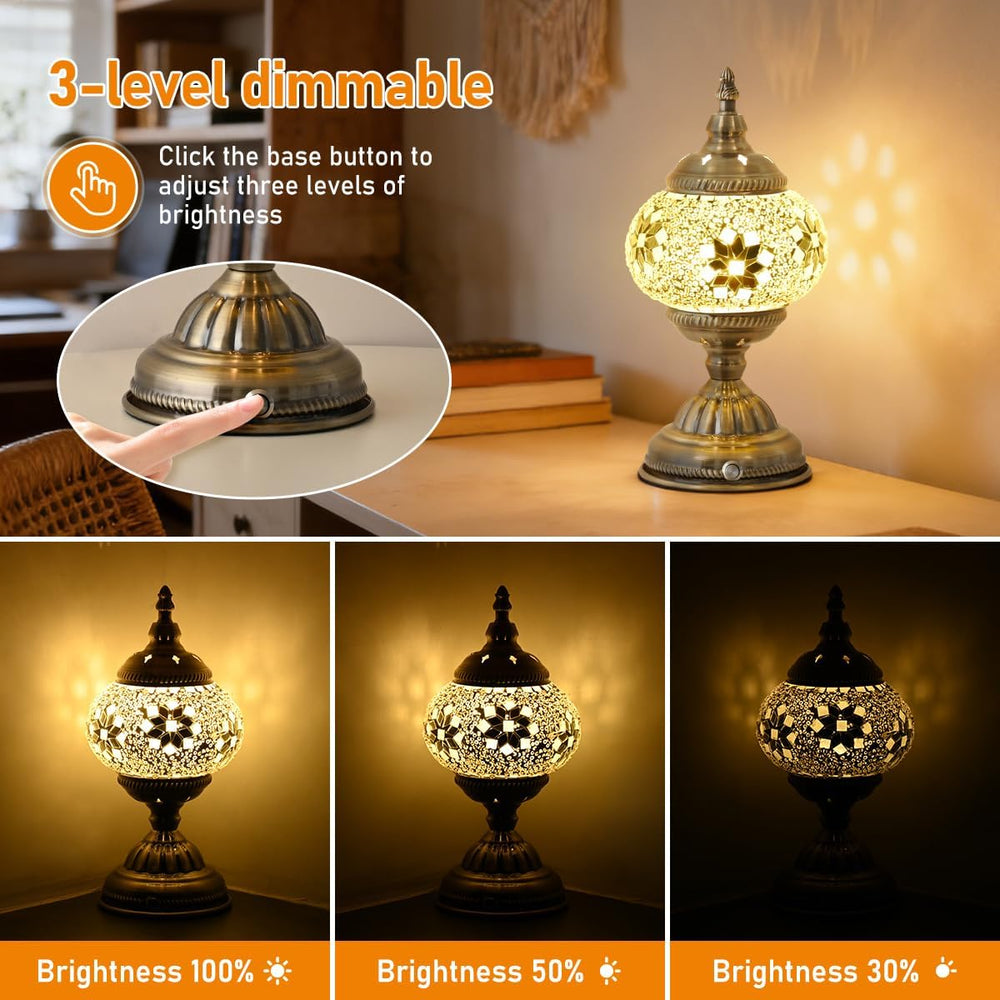 Portable Rechargeable Turkish Bronze Base Table Lamp, 6000mAh