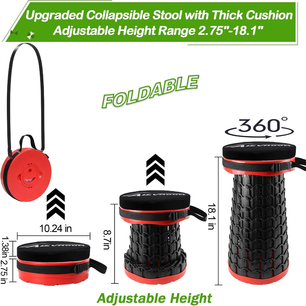 ALEVMOOM Telescoping Stool with Thick Cushion, H18.1 D10.24 Portable Collapsi...