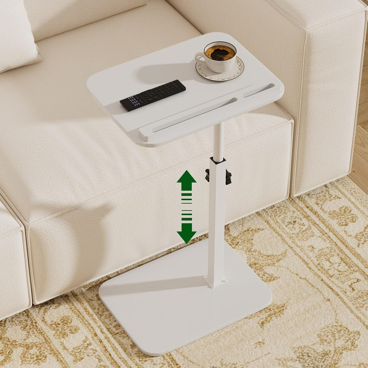 Set of 2 Bamboo C Tables for Couch with Swivel Tops