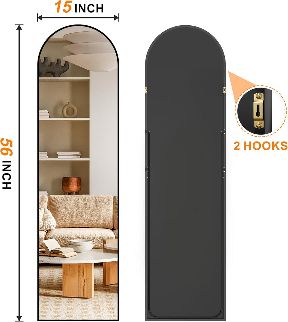 Arched Full Length Mirror, 56"x15" Standing Body Mirror for Wall, B...