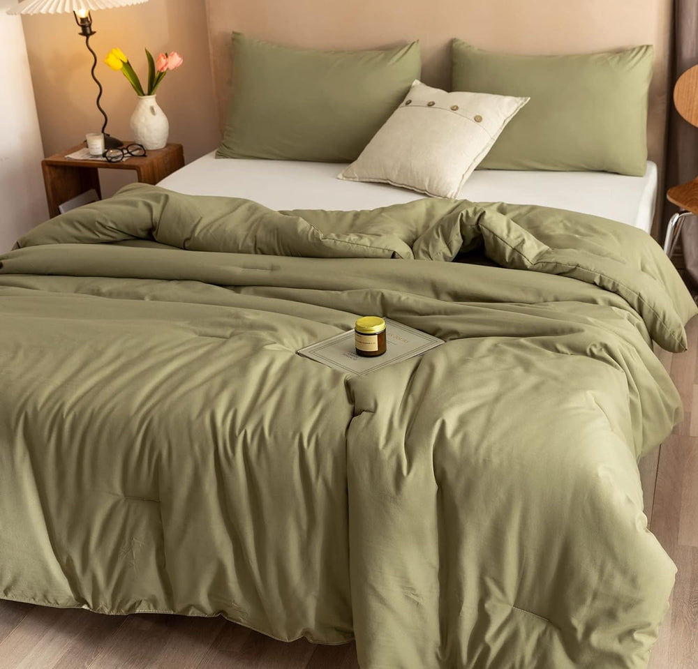 ROSGONIA Queen Comforter Set Olive Green, 3pcs Bedding Sets Queen (1 Boho Oli...