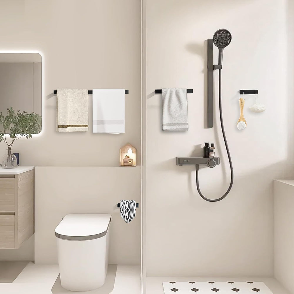 YACVCL 4-Piece Matte Black Bathroom Hardware Accessories Set, Bath Towel Bar ...