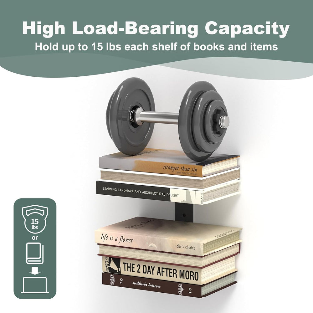 Mefirt 6 Tier Black Invisible Floating Bookshelves for Wall