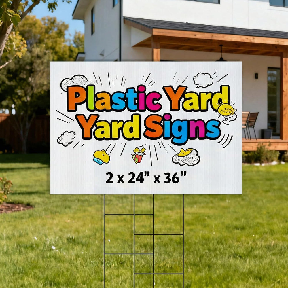 2 Pack 24 x 36 Inch Blank Yard Signs with Metal Stakes, White