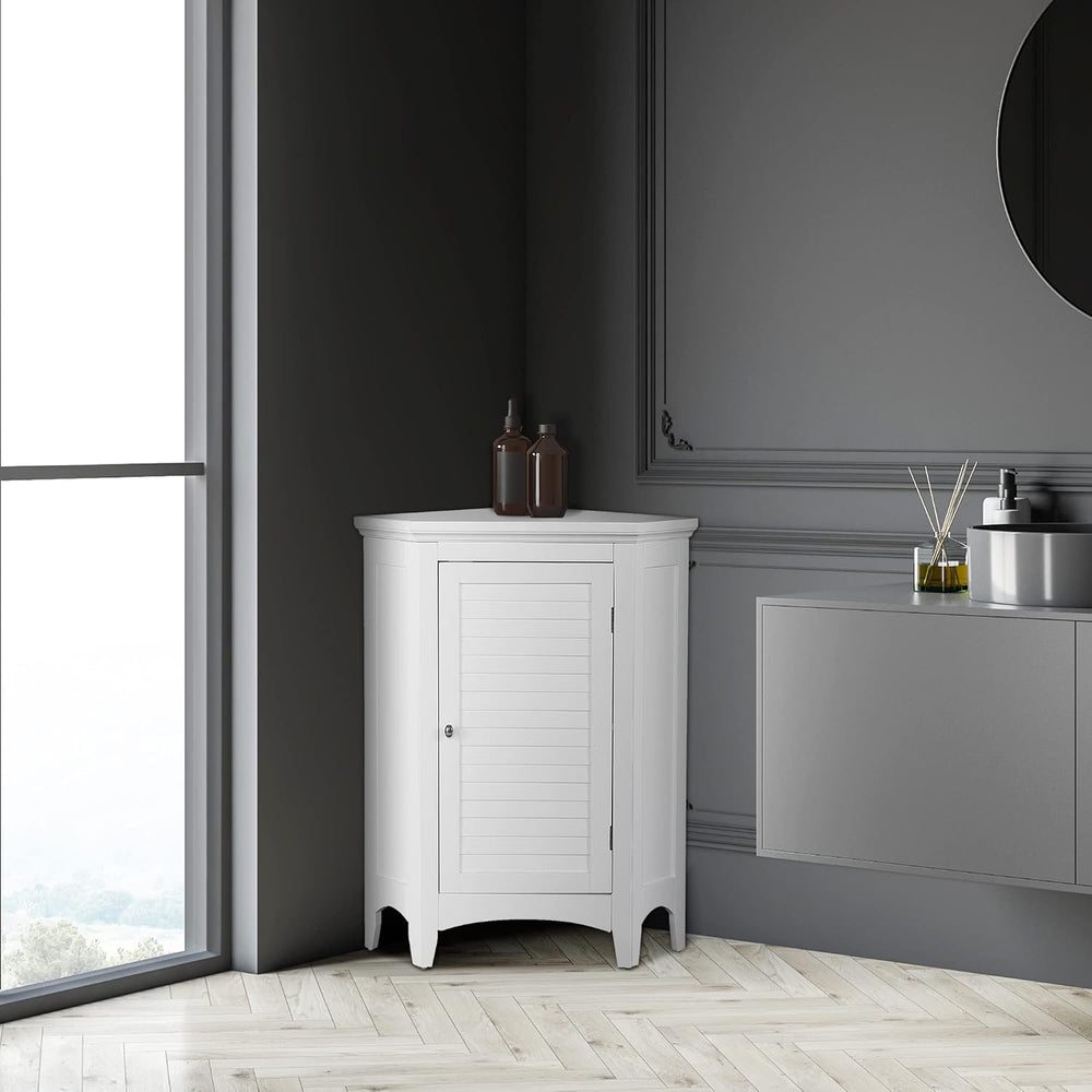 Teamson Home Glancy Corner Freestanding Floor Cabinet, White