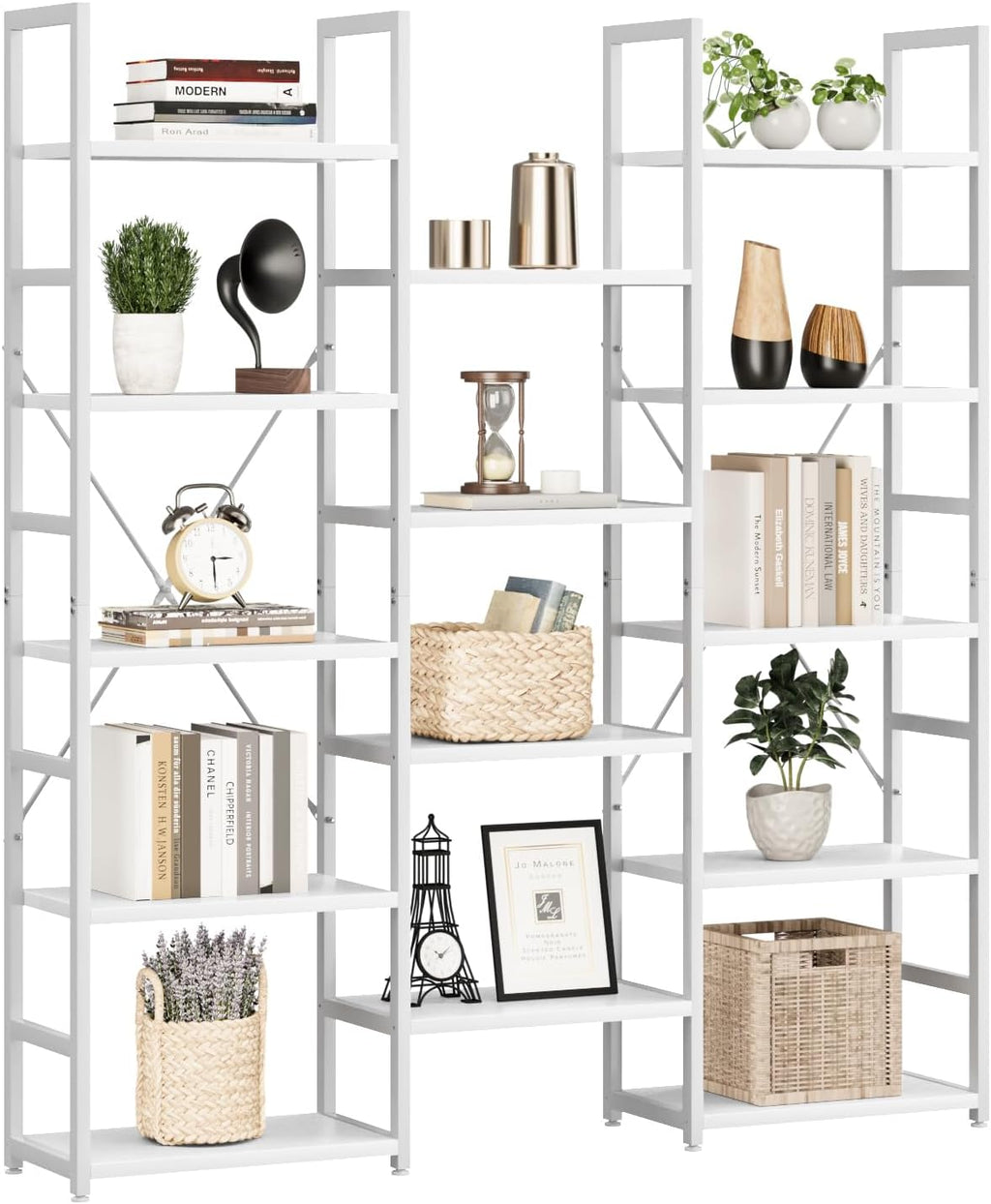 numenn triple column 5 tier bookshelf with 14 shown in use